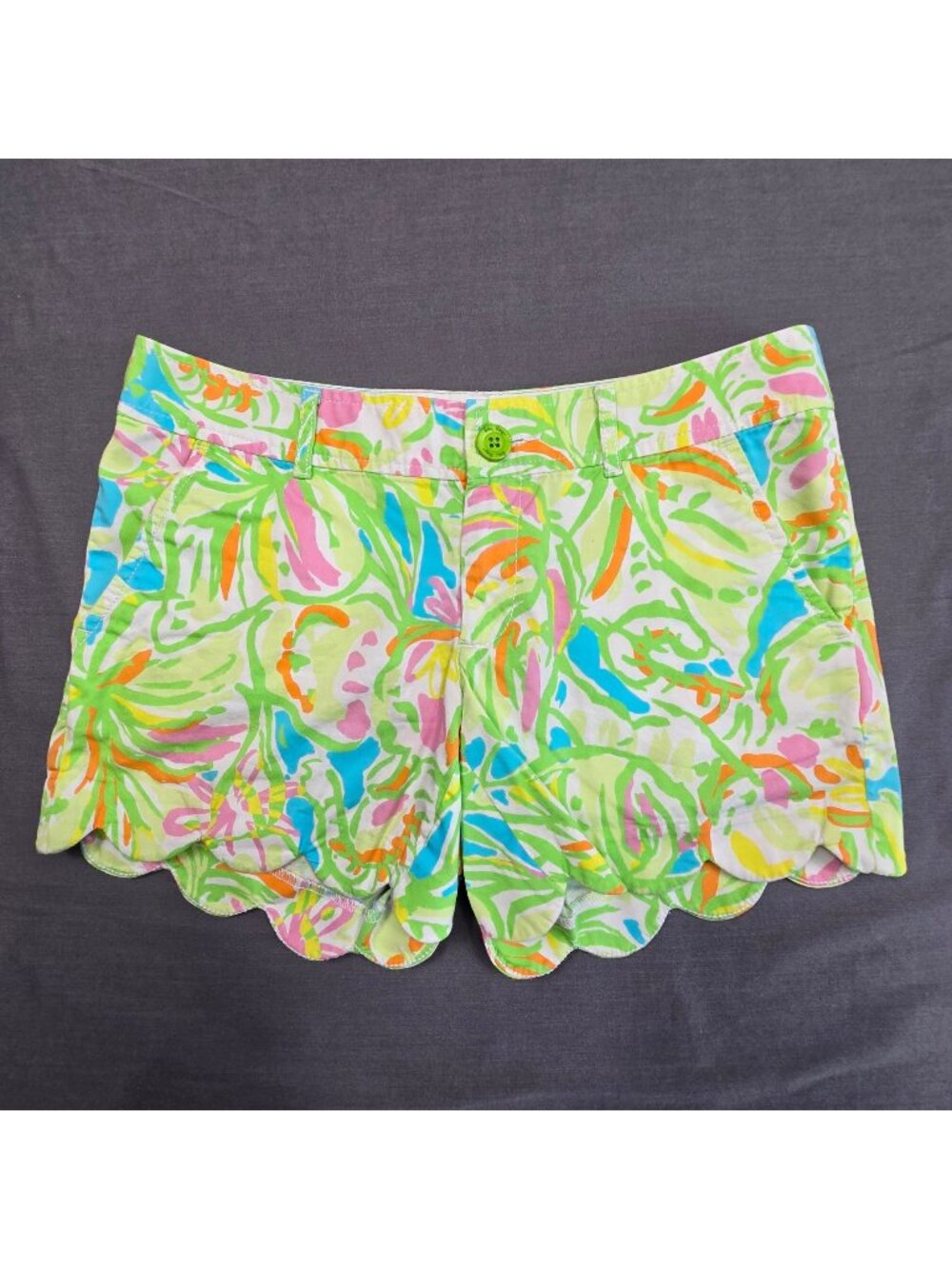 Lilly Pulitzer Size 2 Elephant Ears Green Buttercup Shorts Tropical 100% Cotton